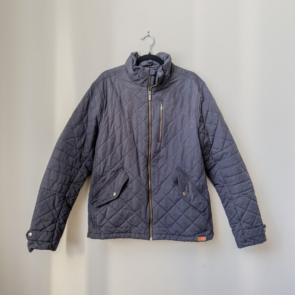 Men's Lands' End Heritage Navy Diamond Quilted Zip Up Fall Jacket Size L